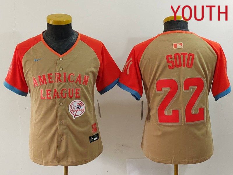 Youth New York Yankees #22 Soto Orange All star 2024 Nike MLB Jersey style 1->youth mlb jersey->Youth Jersey
